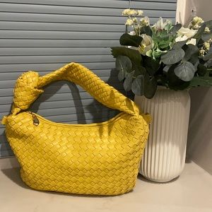 Bottega inspired shoulder intrecciato bag